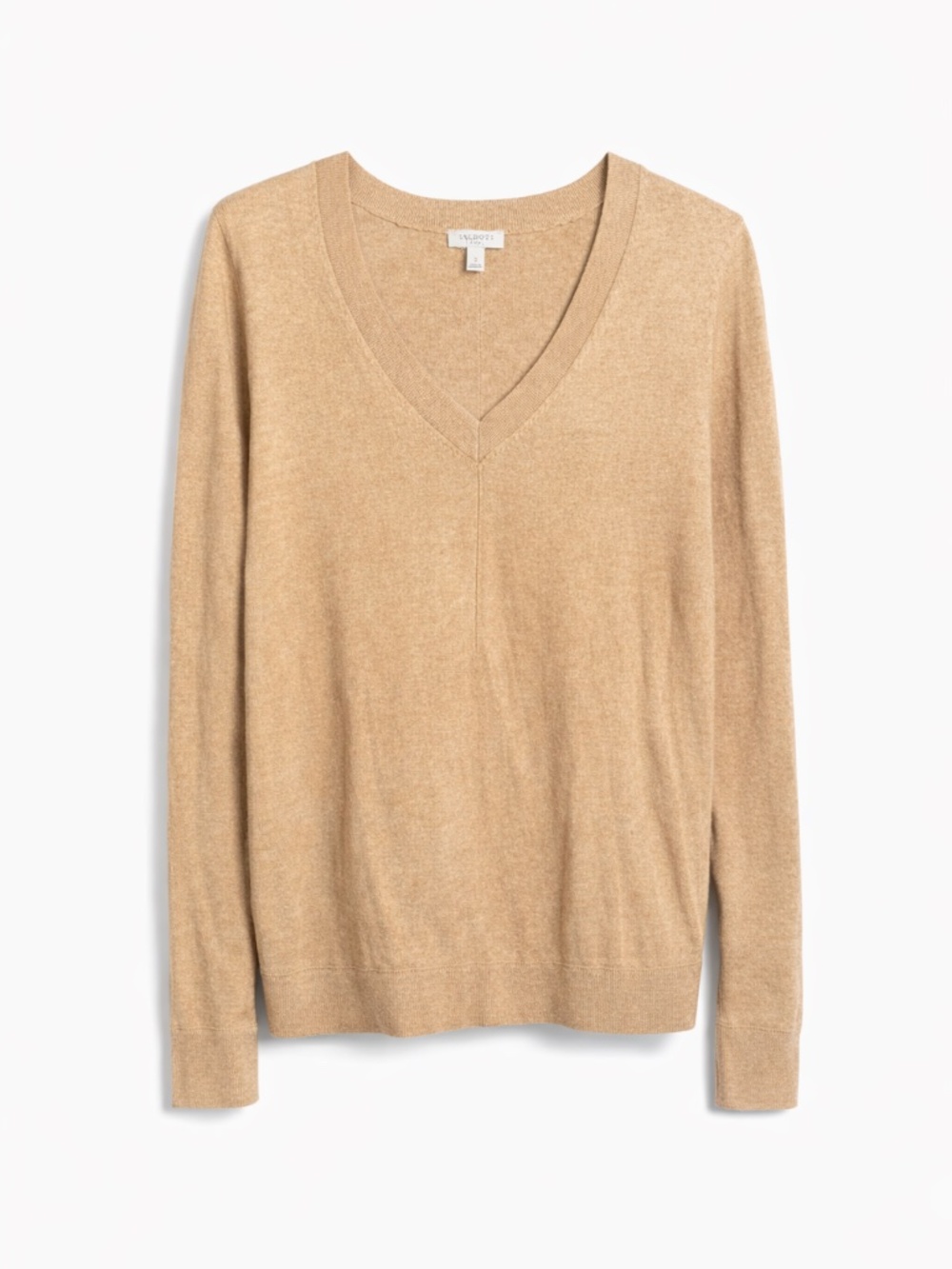 Talbots Tan V-Neck Classic Lightweight Cuff Casual Sweater